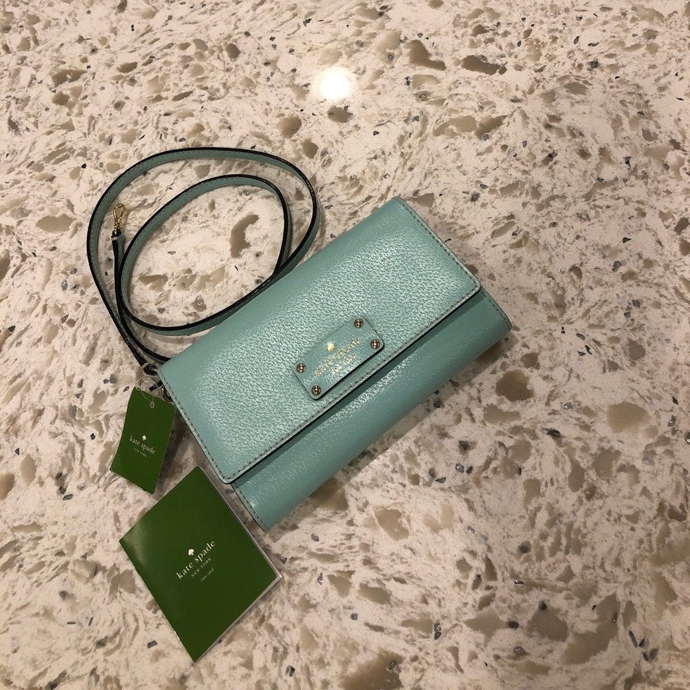 Tiffany blue kate spade cross body and clutch